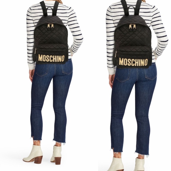 Moschino Black Diamond Quilted logo backpack New!💕 - Picture 2 of 14